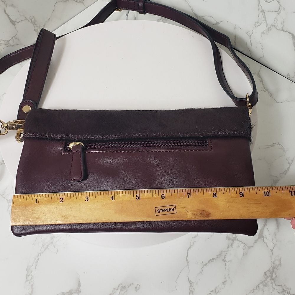 LA DIVA Leather & Faux Fur Envelope Crossbody Wristlet Bag - Picture 13 of 16